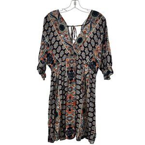 Elings Women's V-Neck Short Sleeve A-Line Dress Size 18 Above Knee